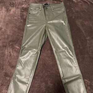 Kut From The Kloth Green Coated Denim Donna High Rise Fab Ab Ankle Skinny Jeans